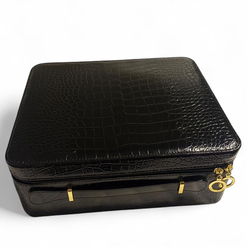 Estée Lauder Vintage Black Crocodile Leather Cosmetic Travel Case